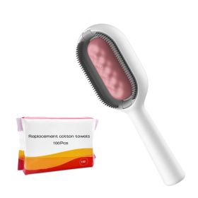 Cat Hair Brush With Water, Sticky Brush For Cats, 4 In-1 Cat Grooming Brush Creative Update Cat Dog Grooming Comb With Water Tank Double-Sided Hair Re (Type: Brush and 100pcs Soft T, Color: Pink)