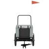 Pet Bike Trailer Gray and Black Oxford Fabric and Iron
